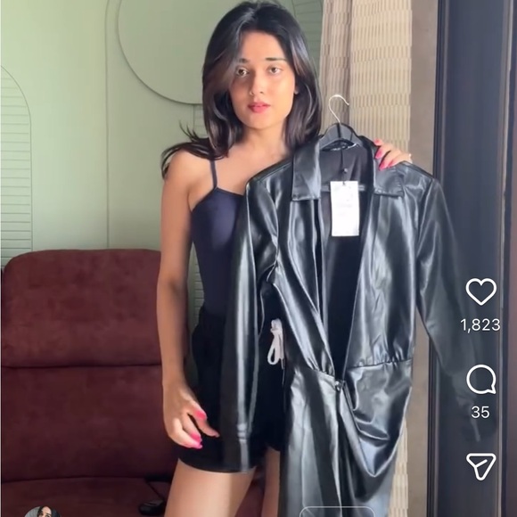 Zara Black Faux Leather Shirt Dress - Picture 15 of 15